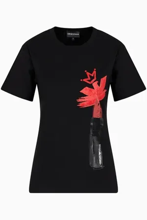 Emporio Armani Top, Herre, Sort, XS, Bomuld, Lipstick T-Shirt