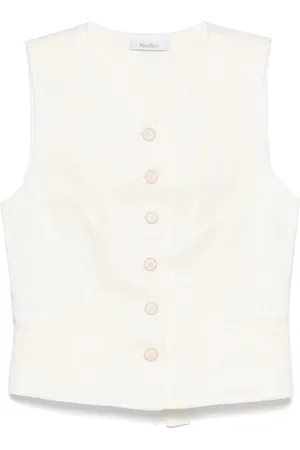 Max Mara Jakke, Dame, Hvid, 2XS, Uld, Hvid Jakke med Frontknapper og Lommer