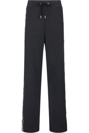 Roberto Cavalli Bukser, Dame, Sort, XL, Bomuld, Snake Bands Sport Pants Straight Leg