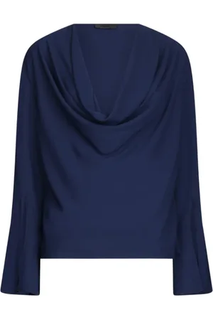 Liu Jo Bluser & Skjorter, Dame, Blå, S, Blå Georgette Bluse med V-udskæring og Flæser