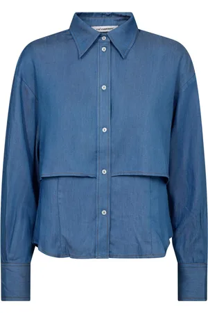 Co`Couture Bluser & Skjorter, Dame, Blå, M, Denim, Double Layer Skjorte Bluse