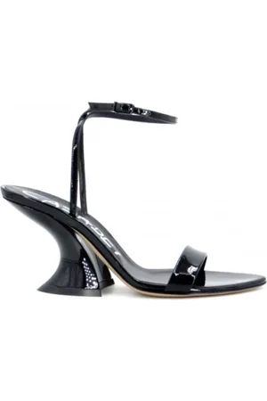 Casadei Sko, Dame, Sort, 41 EU, Læder, Tiffany Patent Læder Sandaler