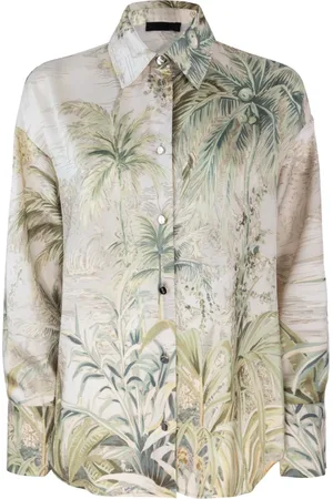 Liu Jo Bluser & Skjorter, Dame, Flerfarvet, XS, Polyester, Tropical Print Langærmet Skjorte