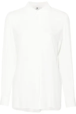 Elisabetta Franchi Bluser & Skjorter, Dame, Hvid, XL, Tyl, Elfenbensfarvet skjorte 360 Style