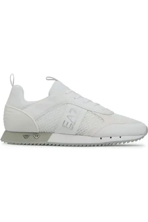 EA7 Sko, Herre, Hvid, 43 EU, Polyester, Hvide sneakers med sidelogo