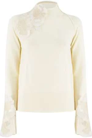 ERMANNO SCERVINO Strik, Dame, , M, Uld, Floral Lace Turtleneck Sweater