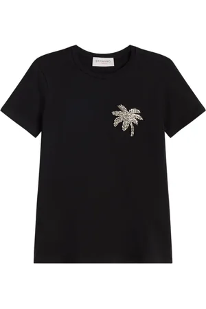 ERMANNO SCERVINO Top, Dame, Sort, XS, Bomuld, Rhinestone Palm Tree T-shirt