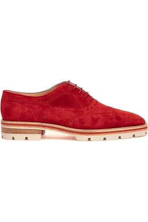 Christian Louboutin Sko, Dame, Rød, 36 EU, Ruskind Engelsk Snøremoccasin
