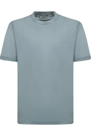 CANALI Top, Herre, Blå, XL, Bomuld, Sky Ribbed T-Shirt