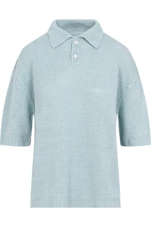 Maison Margiela Top, Dame, Blå, S, Hamp, Polo Shirt