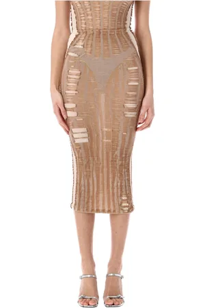 Diesel Nederdel, Dame, , L, Bomuld, Lingerie Effekt Midi Nederdel