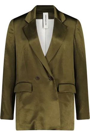 Drykorn Jakke, Dame, Grøn, XS, Uld, Skinnende Blazer med skulderpuder
