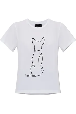 Emporio Armani Top, Dame, Hvid, XS, Bomuld, We Love Dogs 27 stretch-jersey T-shirt