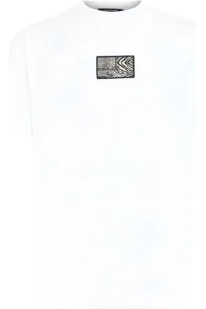 Roberto Cavalli Top, Herre, Hvid, M, Bomuld, Animal Print Crew-neck T-shirt