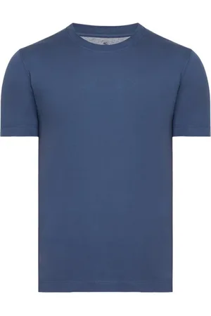 Brunello Cucinelli Top, Herre, Blå, M, Bomuld, Indigo Cotton T-shirt Basic Fit