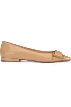Sergio Rossi Sko, Dame, , 35 EU, Læder, Læder Ballerina Flats Patent Firkantet Tå