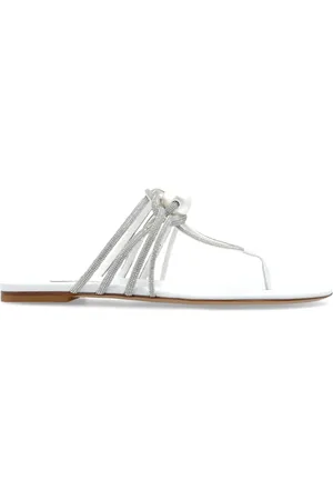 Casadei Sko, Dame, Hvid, 39 EU, Læder, Slides med skinnende pynt