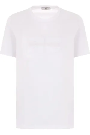 Elisabetta Franchi Top, Dame, Hvid, M, Jersey T-shirt med broderet logo og rhinsten
