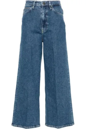 Calvin Klein Jeans, Dame, Blå, W29, Bomuld, High Rise Wide Ankel Jeans