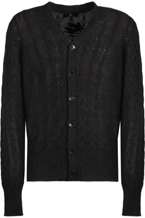 Etro Strik, Herre, Grå, L, Uld, Kashmir Kabelstrik Cardigan