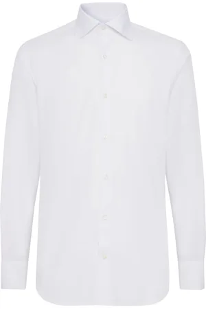 Boggi Milano Skjorte, Herre, Hvid, XS, Bomuld, Slim Fit Cotton Twill Skjorte
