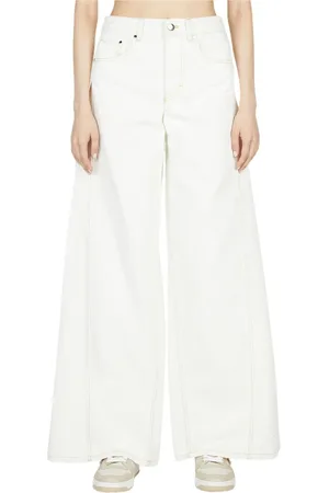 Moncler Bukser, Dame, Hvid, XL, Bomuld, Wide Leg Bukser