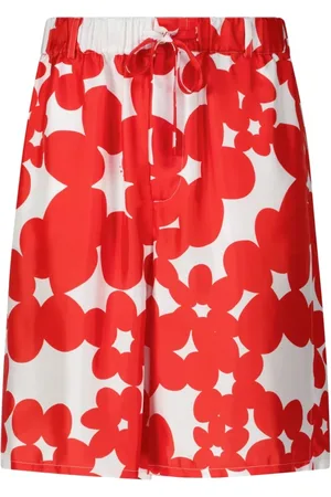 Marni Shorts, Herre, Rød, M, Blomstrede Silkeshorts