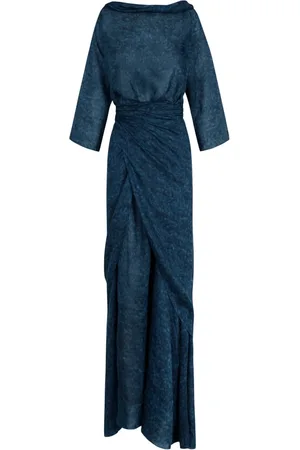 Cortana Kjole, Dame, Blå, S, Wrap Dress Tokyo Print
