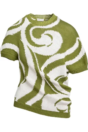 DRIES VAN NOTEN Strik, Dame, Grøn, L, Rundhalset strik T-shirt