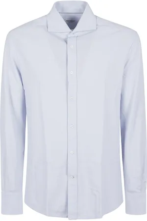 Brunello Cucinelli Skjorte, Herre, Blå, M, Bomuld, Blå bomuldsskjorte, elegant stil