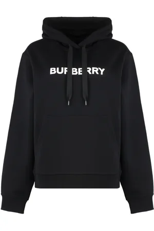 Burberry Sweathshirts & Hoodies, Dame, Sort, XS, Bomuld, Ribstrikket bomuldshættetrøje med elastan