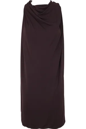 Lanvin Kjole, Dame, Brun, S, Twisted Back Knee Scarf Kjole