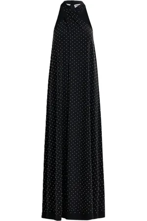 Essentiel Antwerp Kjole, Dame, Sort, M, Polyester, Cross Neckholder Maxikjole med Perler