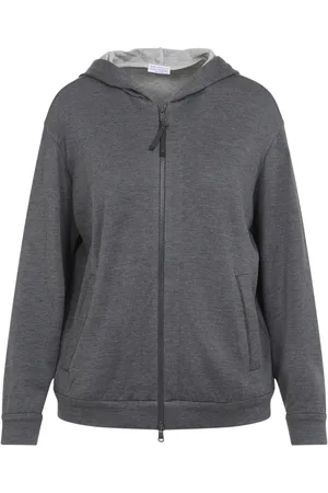 Brunello Cucinelli Sweathshirts & Hoodies, Dame, Grå, M, Bomuld, Hooded Cardigan