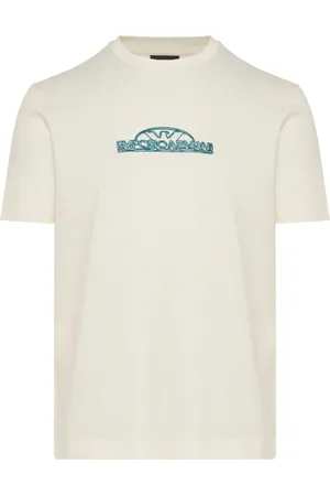 Emporio Armani Top, Herre, Hvid, 2XL, Bomuld, Bomulds T-shirt med 3D Design