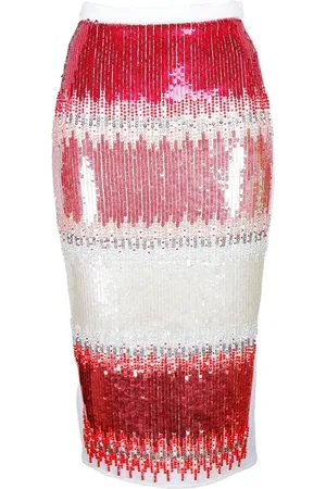 Elisabetta Franchi Nederdel, Dame, Flerfarvet, S, Polyester, Sequined Pencil Skirt med Slids