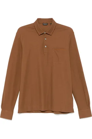 Ermenegildo Zegna Top, Herre, Brun, 3XL, Bomuld, Bomulds Polo Shirt med 3 Knapper