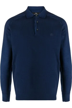 Etro Top, Herre, Blå, XL, Uld, Klassisk Polo