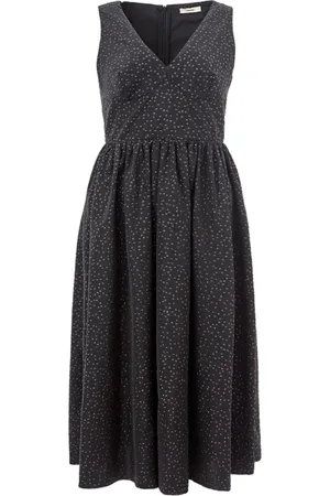 LARDINI Kjole, Dame, Sort, XS, Polyester, Lang Udsmykket Prinsessekjole