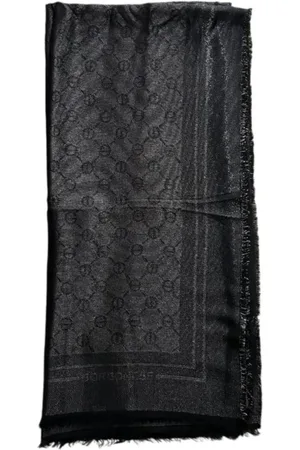 Borbonese Tilbehør, Dame, Grå, ONE SIZE, Uld, Jacquard Uldtørklæde med All-Over Print