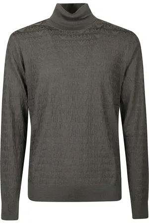 Emporio Armani Strik, Herre, Grå, M, Uld, Stilfuld rullekrave sweater