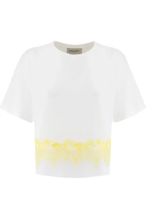 ERMANNO SCERVINO Top, Dame, Hvid, L, Bomuld, Floral Lace T-Shirt