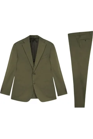 Brooks Brothers Jakkesæt, Herre, Grøn, 5XL, Bomuld, Militær Stretch Bomuldsdragt