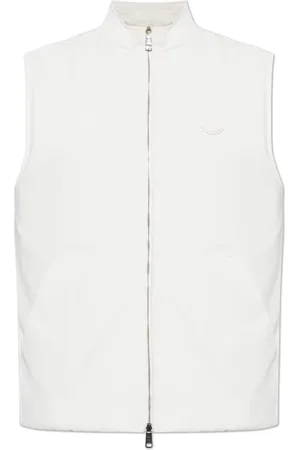 Moncler Jakke, Herre, Hvid, 2XL, Bomuld, Vendbar vest med logo patch