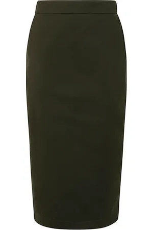 Max Mara Nederdel, Dame, Grøn, M, Bomuld, Cognac Pencil Skirt