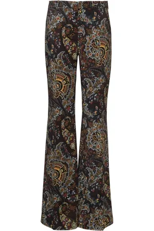 Etro Bukser, Dame, Flerfarvet, M, Floral Paisley High-Waisted Slim Bukser