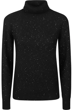Fabiana Filippi Strik, Dame, Sort, M, Uld, Cozy Knit Turtle Neck Sweater