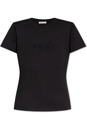 Moncler Top, Dame, Sort, S, Bomuld, Logo T-shirt