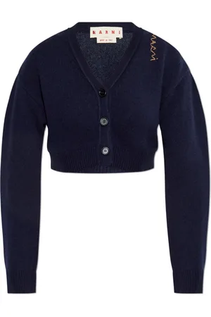 Marni Strik, Dame, Blå, S, Cashmere, Kort Cashmere Cardigan