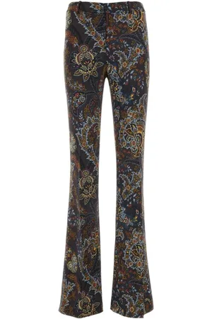 Etro Bukser, Dame, Flerfarvet, S, Uld, Stretch Viscose Bukser med Print